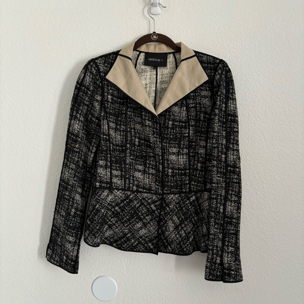 Lafayette 148 New York Women's Size 6 Black Printed Blazer Jacket